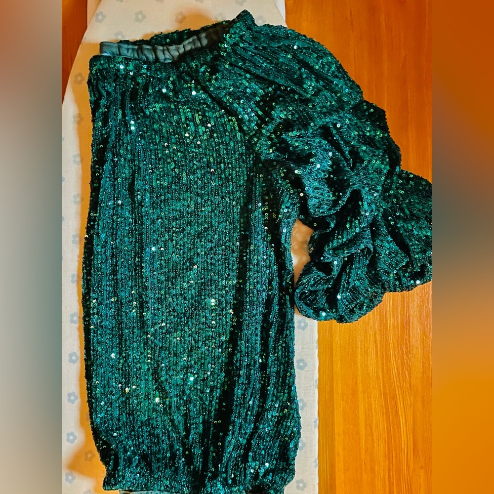 CeCe Emerald Sequin Top - image 5